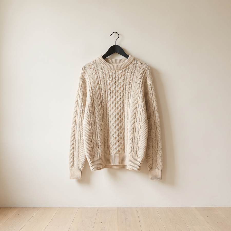 Sweater & Pullovers collection - oatmeal cable-knit pullover