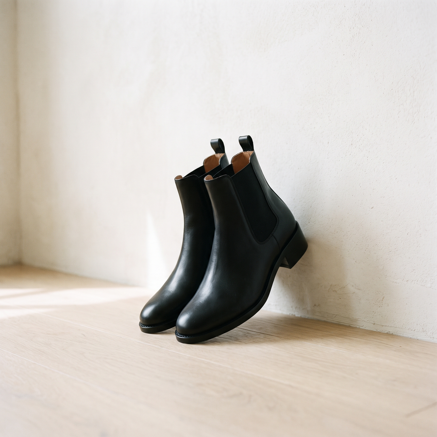 Footwear collection - black leather Chelsea boots