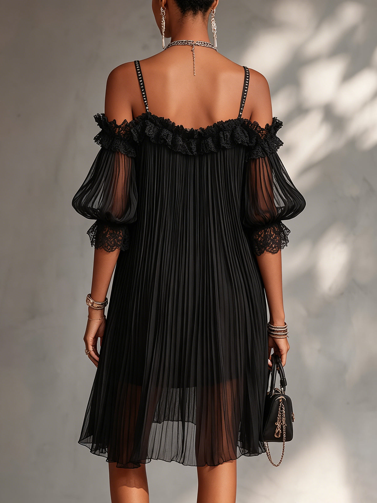 Vittoria | Off-Shoulder Mini Dress with Lace Trim