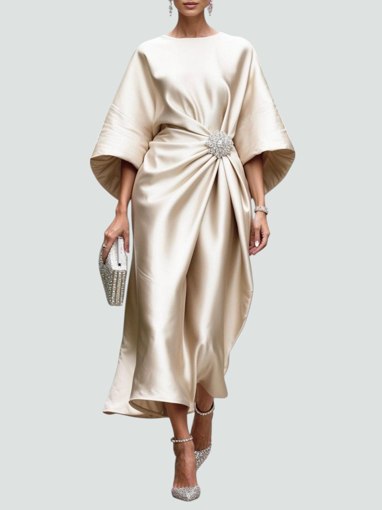 Clementine | Draped Satin Evening Dress