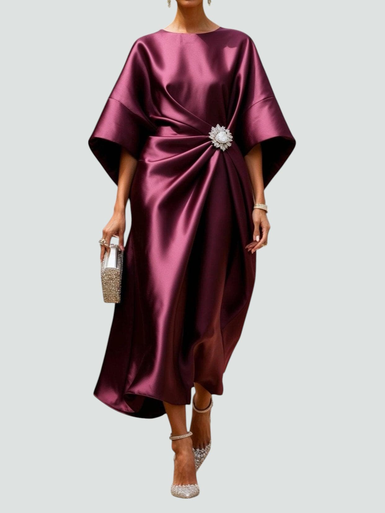 Clementine | Draped Satin Evening Dress