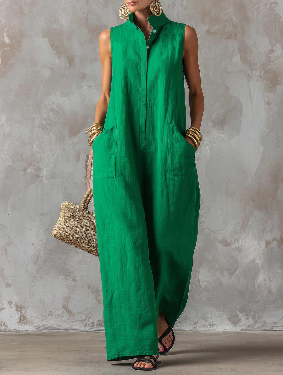 Grace | Minimalist Wide-Leg Linen Jumpsuit