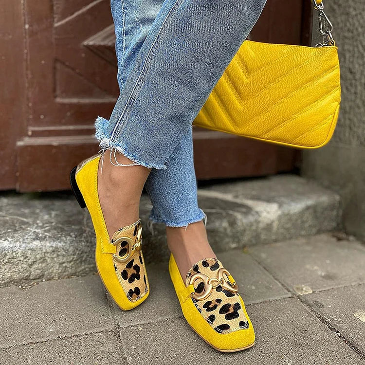 Poppy | Animal-Print Loafers in Yellow