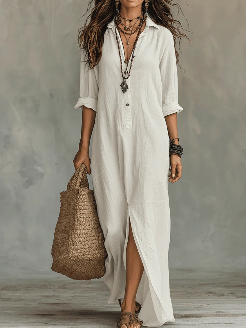 Isolde | Button-Front Maxi Dress