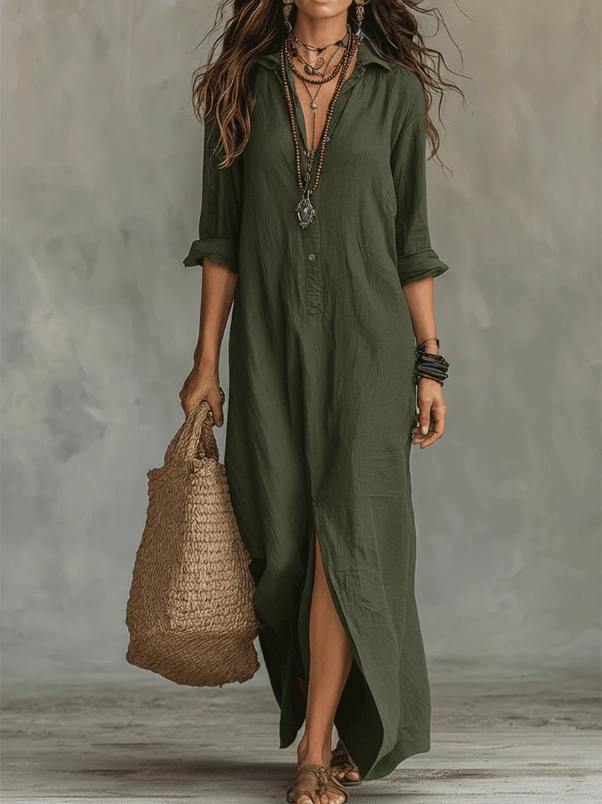 Isolde | Button-Front Maxi Dress