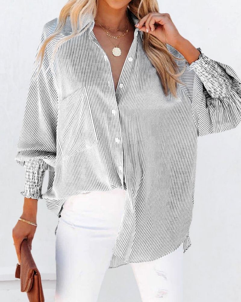 Carela | Striped Shirt with Elastic Sleeves