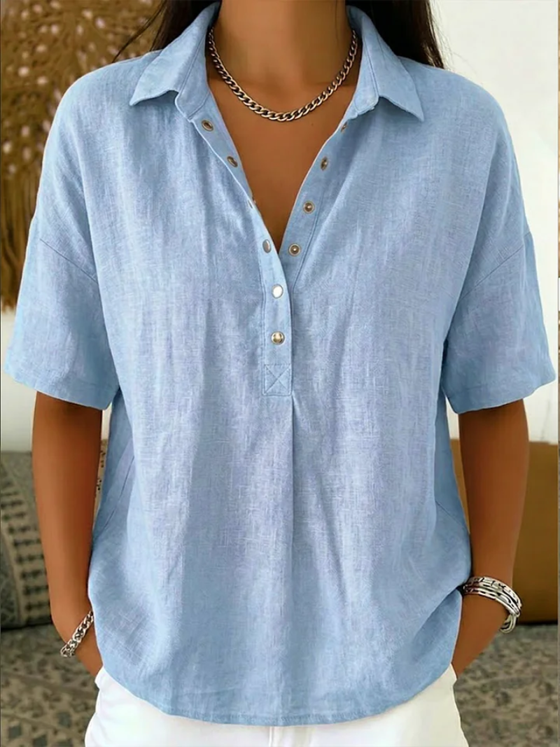 Tessa | Collared V-Neck Blouse (1+1 Free)