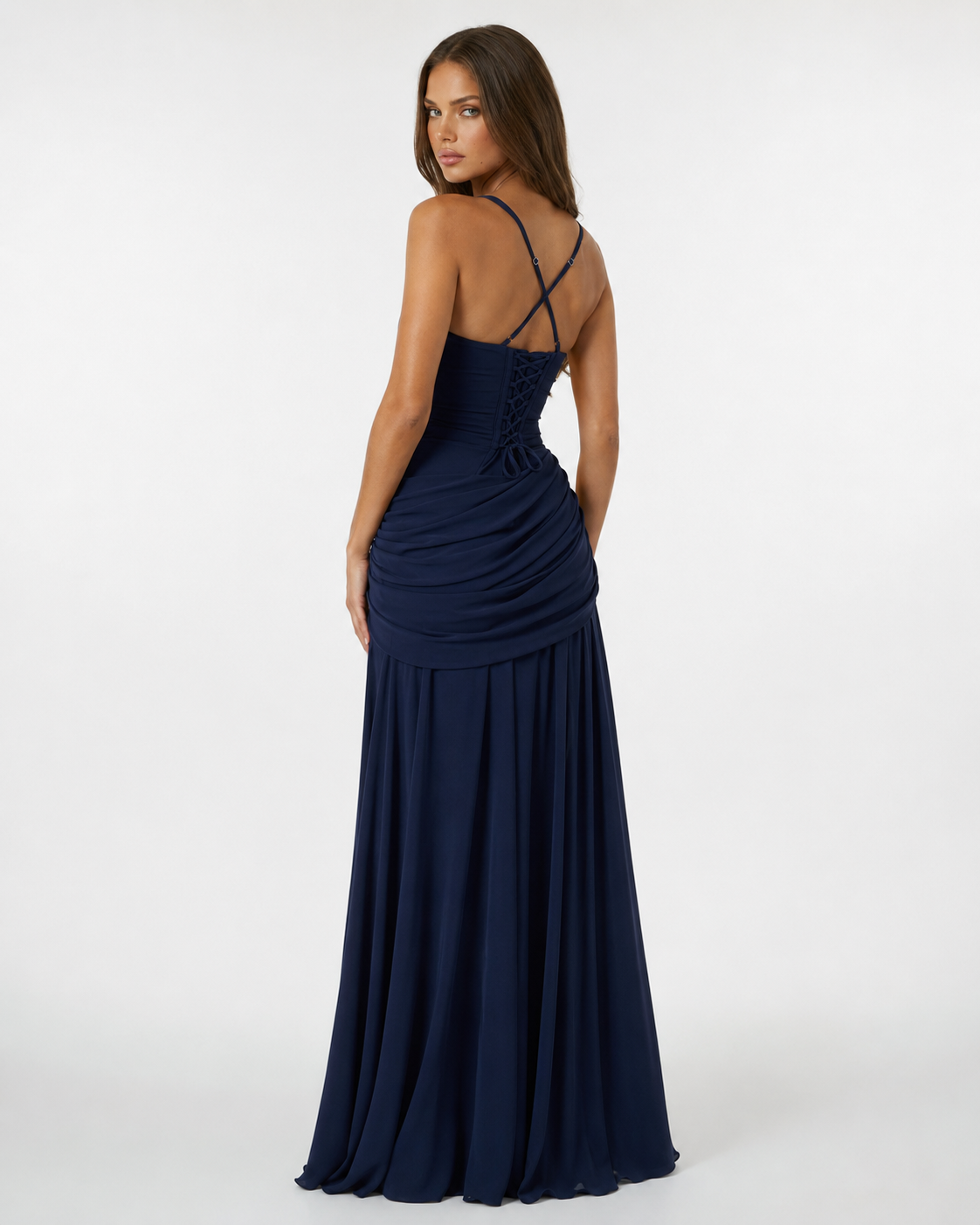 Enie | Draped Square-Neck Maxi Dress