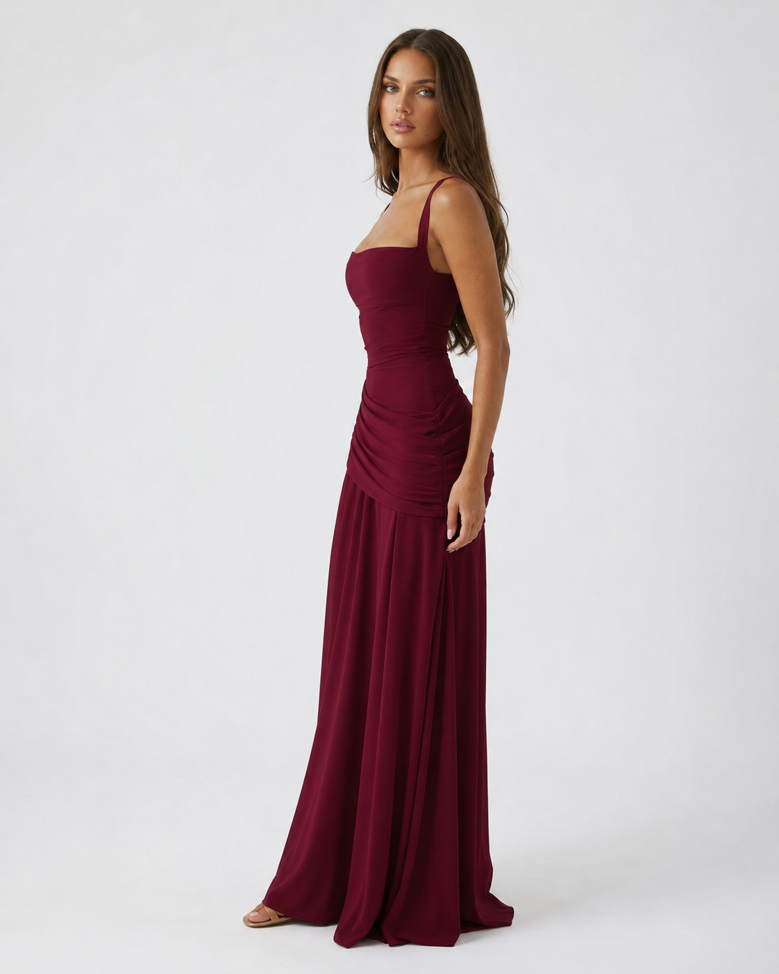 Enie | Draped Square-Neck Maxi Dress