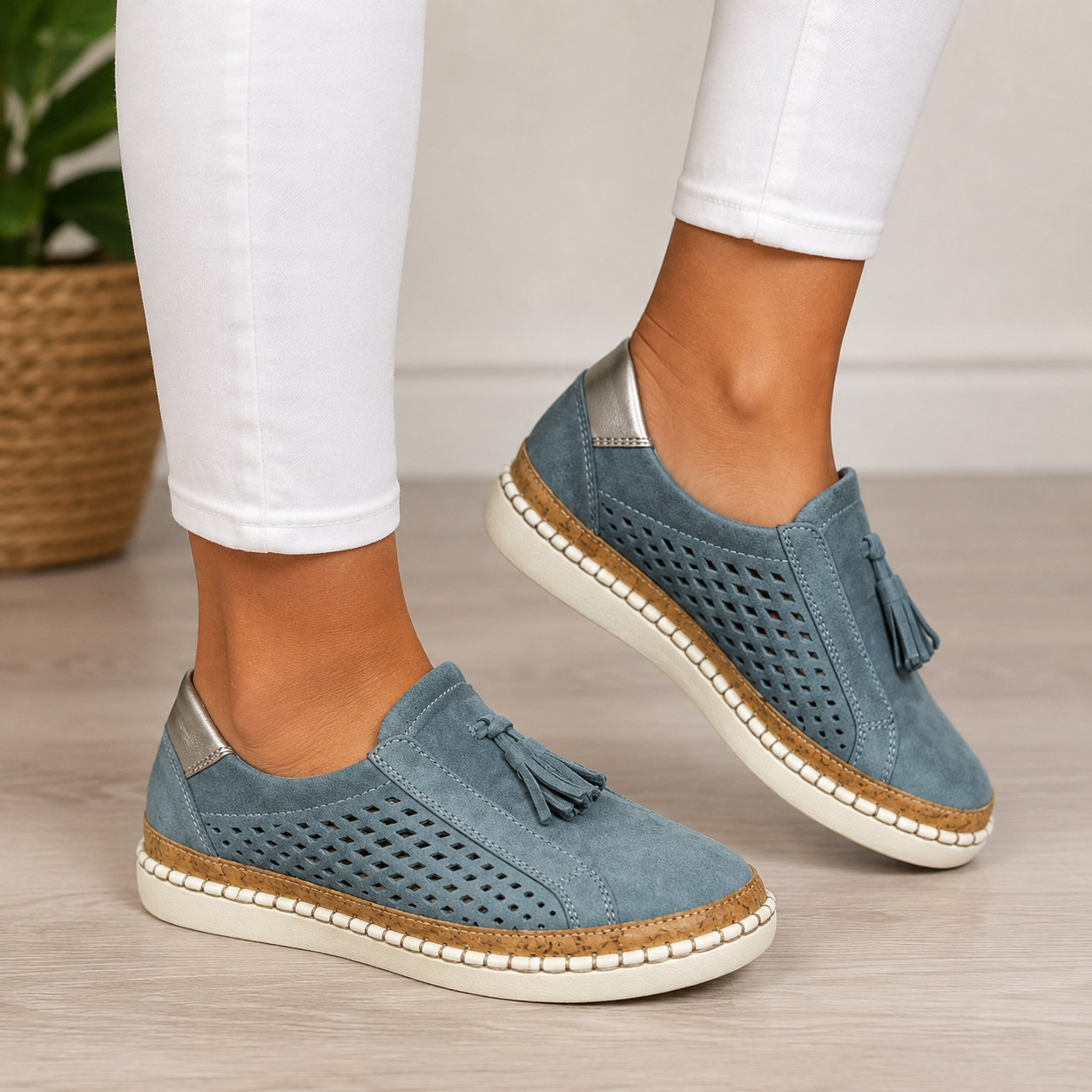 Pauline | Perforated Suede Loafers