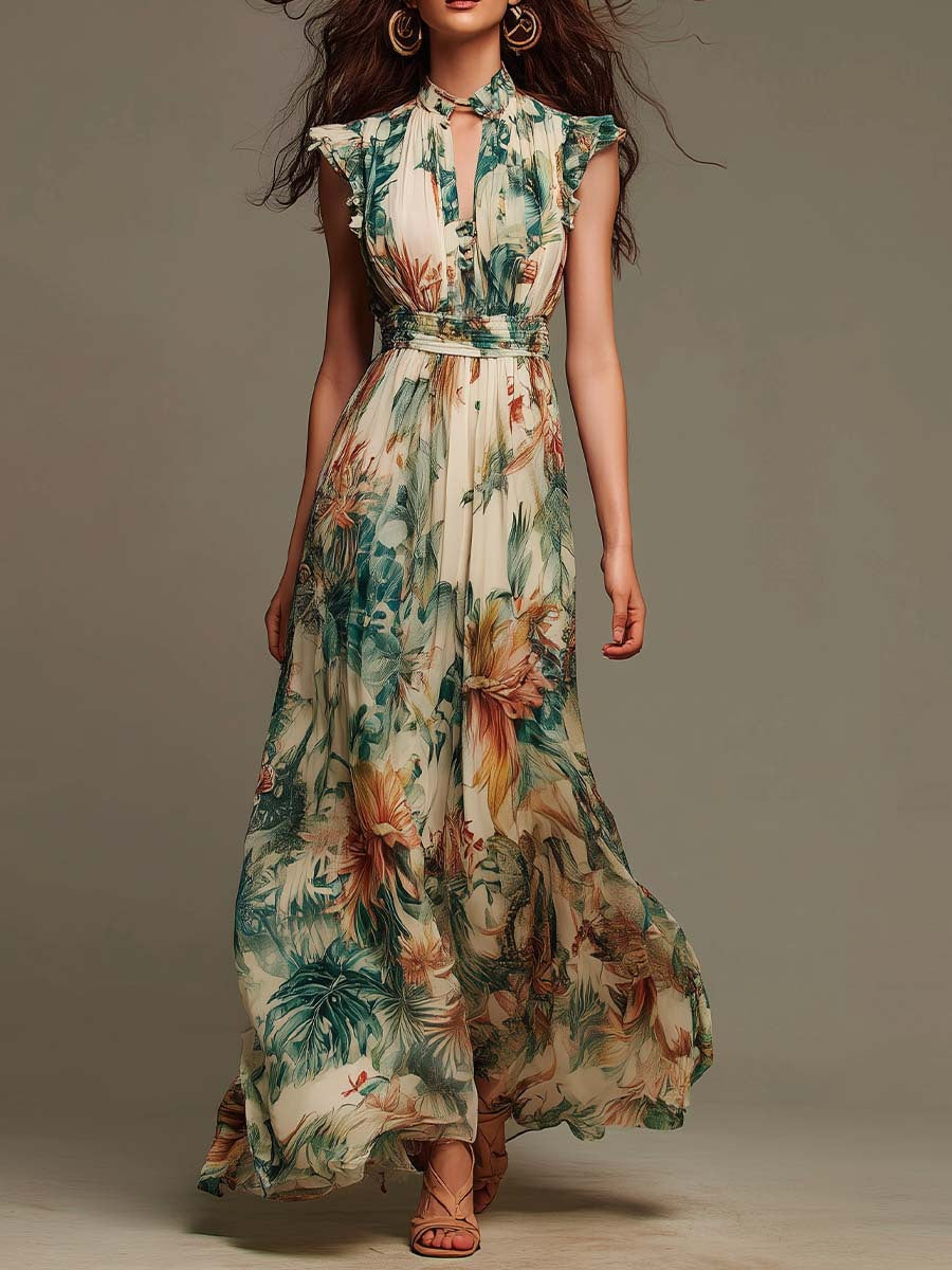 Daria | Tropical Print Maxi Dress