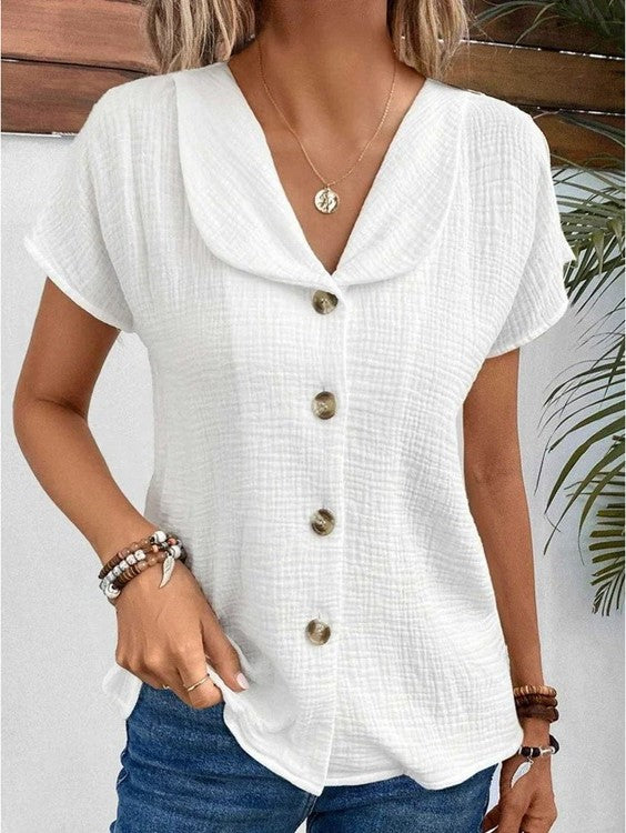 Emilie™ | Collared Button-Up Top