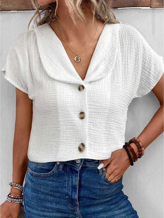 Emilie™ | Collared Button-Up Top