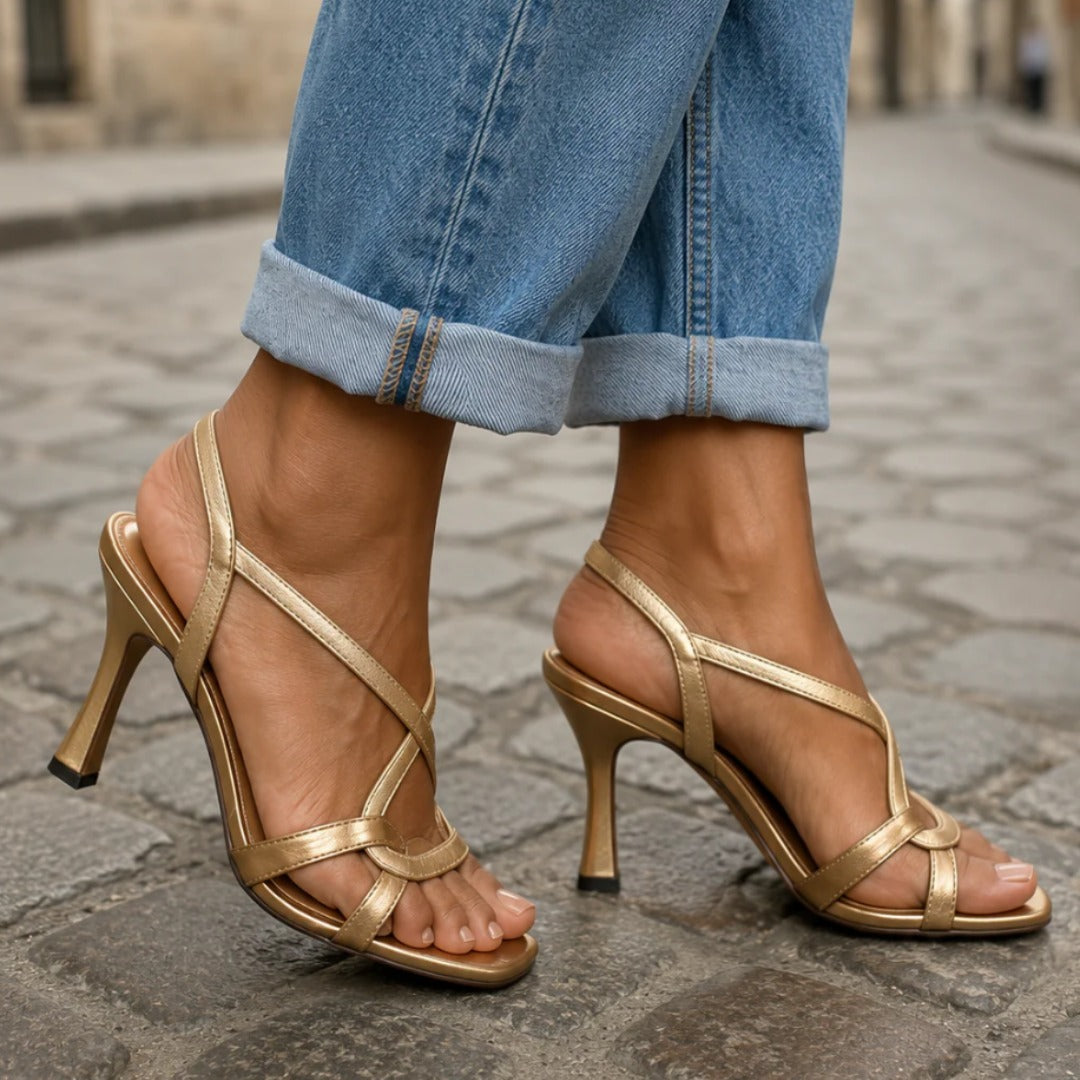 Cassie | Elegant Gold Heeled Sandals