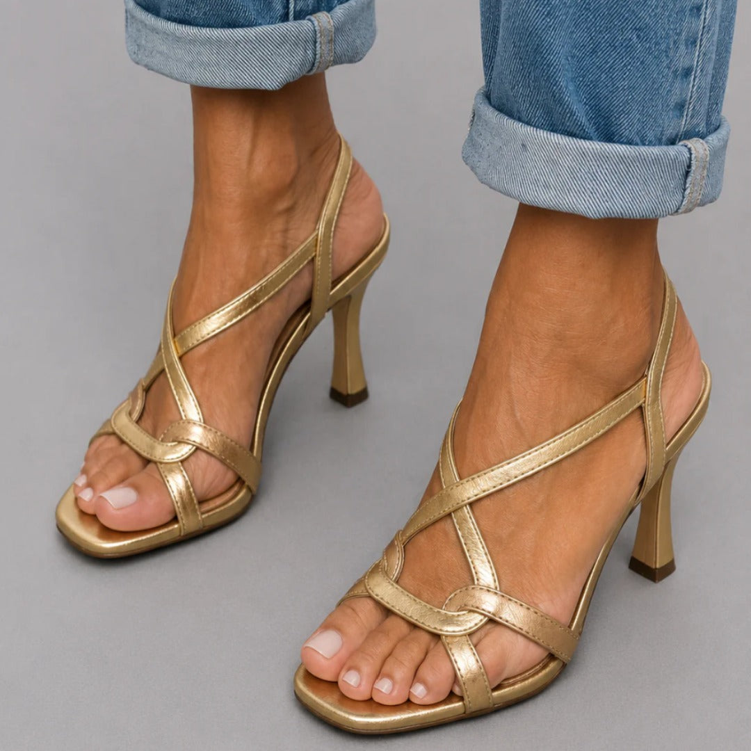 Cassie | Elegant Gold Heeled Sandals