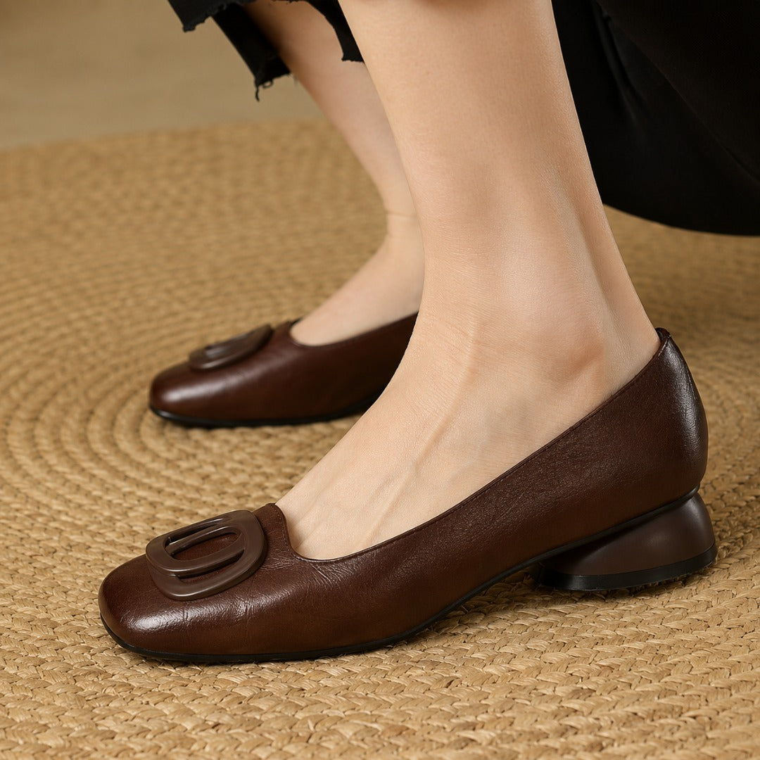 Josephine | Leather Square-Toe Flats