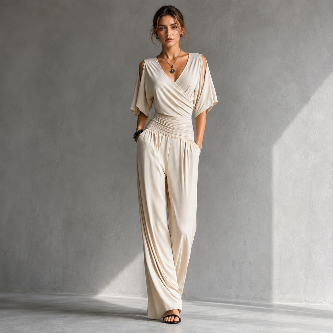 Victoria | Wrap-Front Wide-Leg Jumpsuit