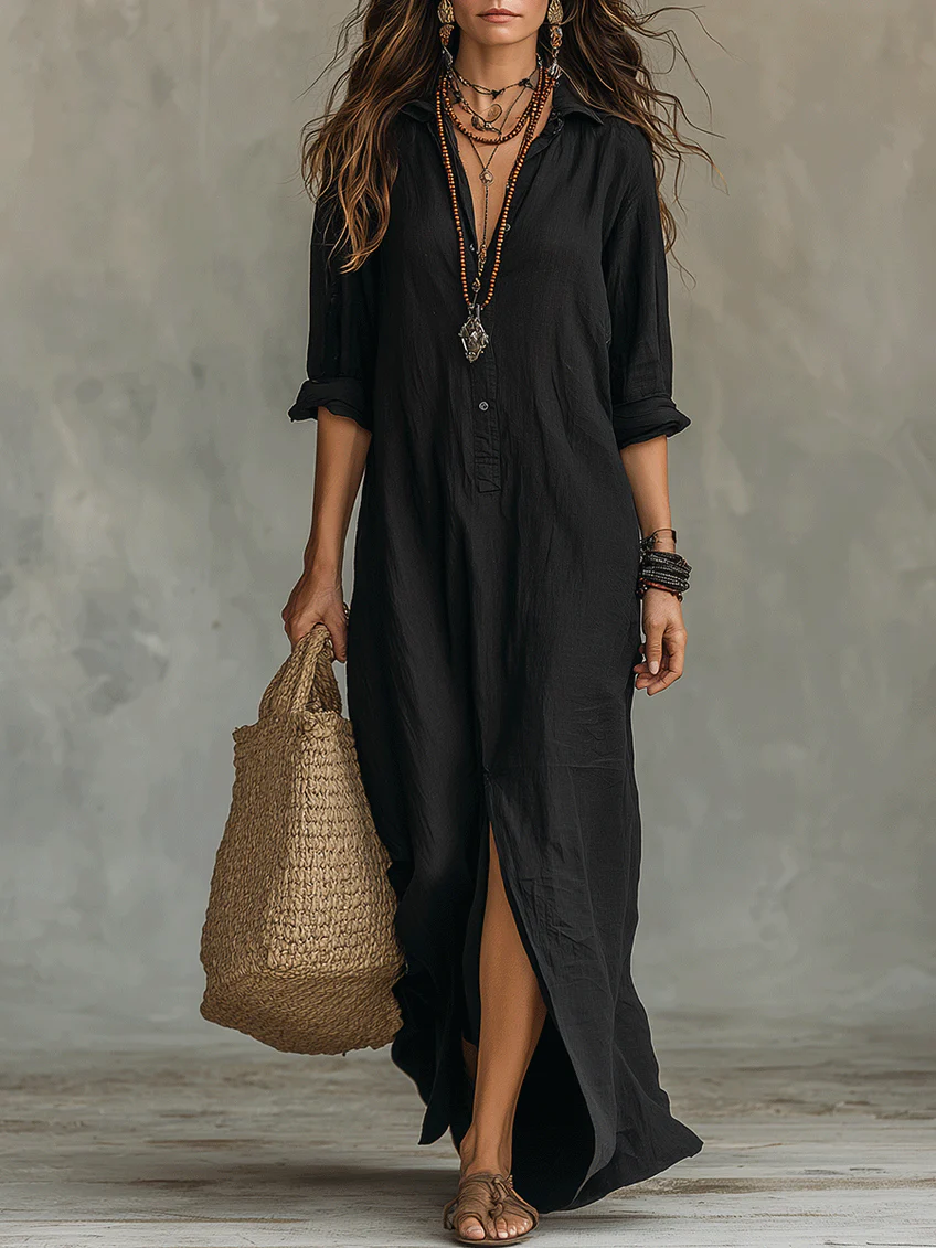 Isolde | Button-Front Maxi Dress