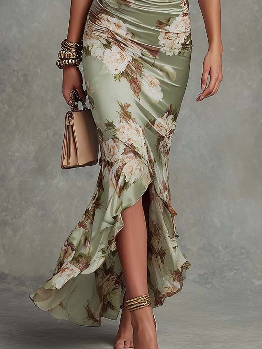 Octavia | Satin Bell-Sleeve Dress