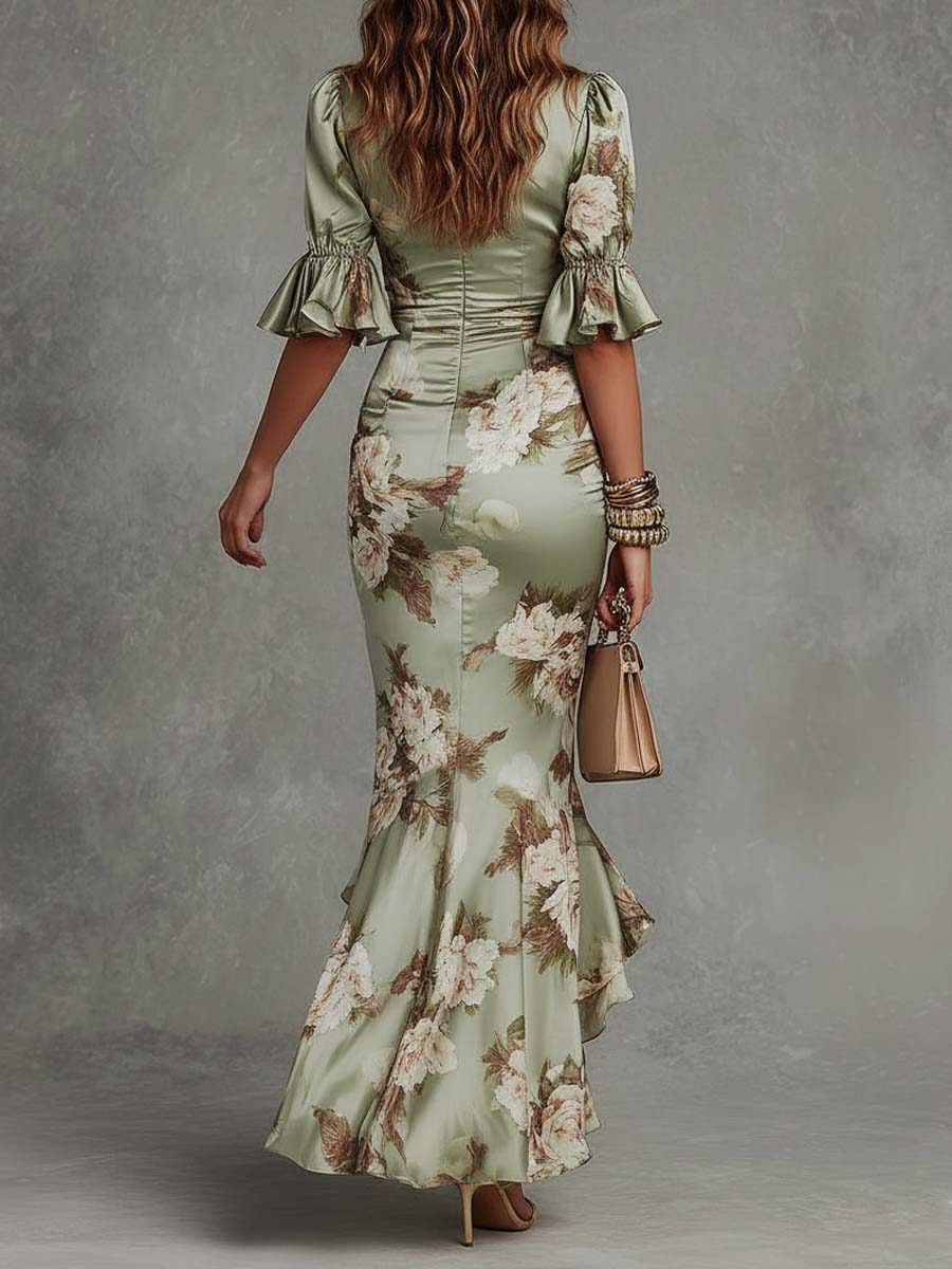 Octavia | Satin Bell-Sleeve Dress