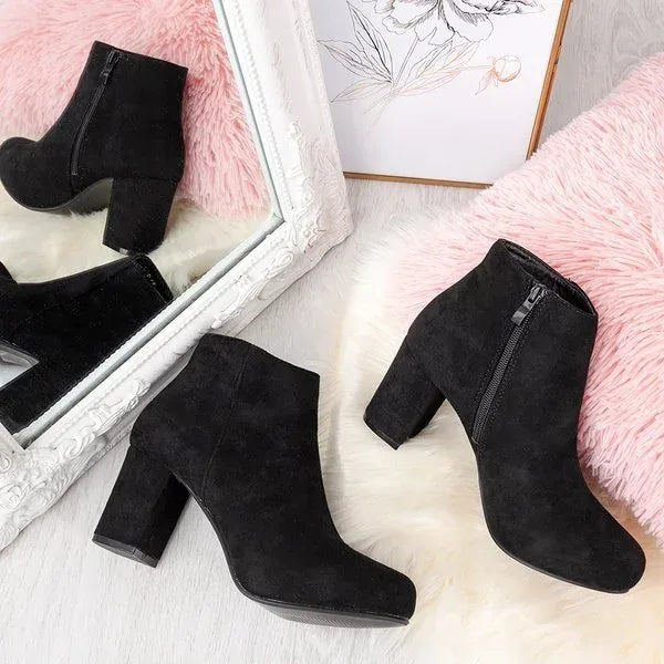 Josephine | Suede Block-Heel Ankle Boots