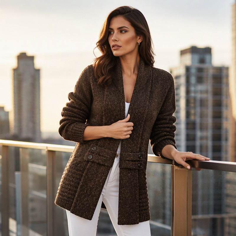 Elodie | Double-Breasted Knit Cardigan