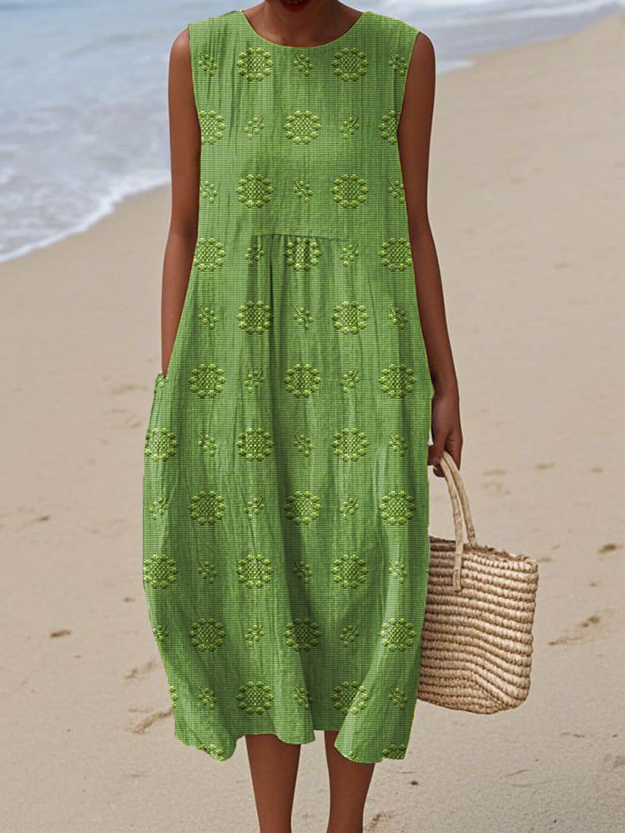 Megan | Sleeveless Cotton Pocket Dress