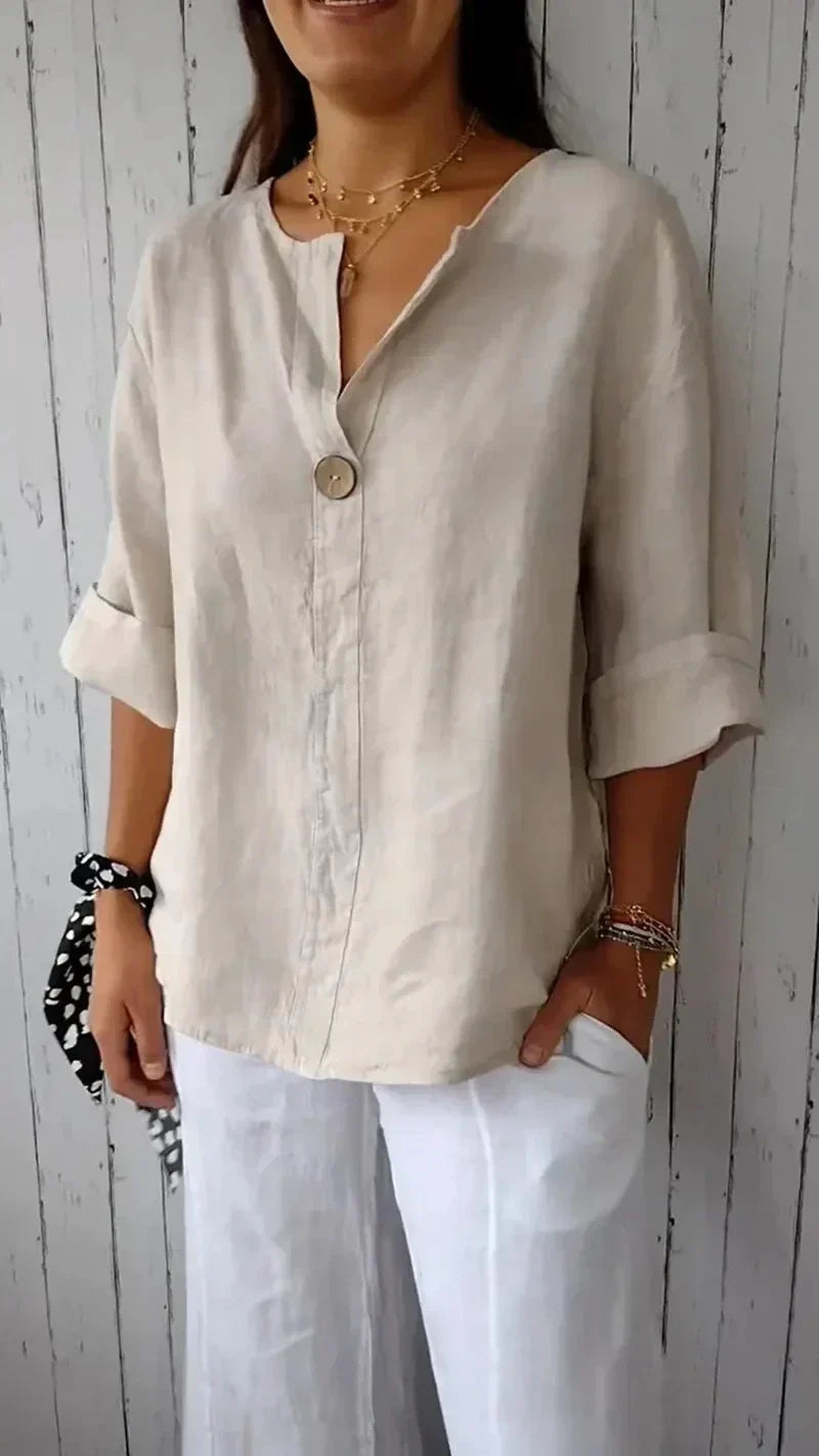 Nika | Comfy Linen V-Neck Top