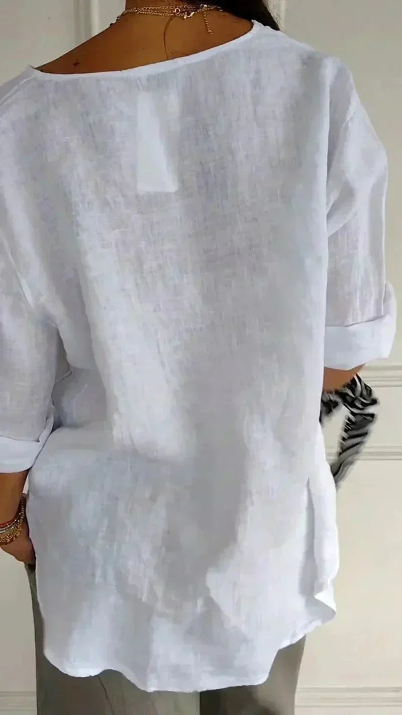 Nika | Comfy Linen V-Neck Top