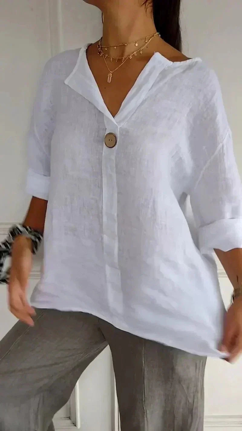 Nika | Comfy Linen V-Neck Top