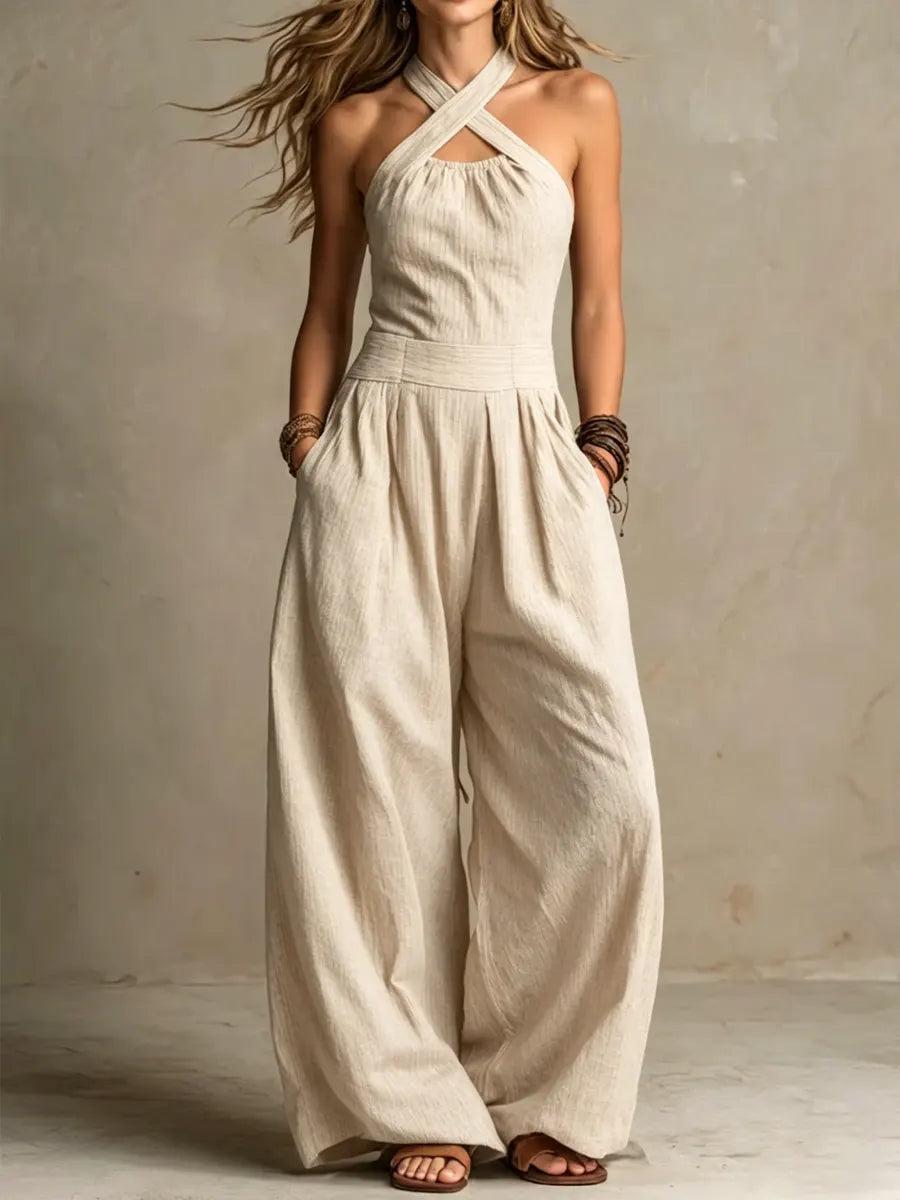 Melanie | Elegant Cross-Neck Jumpsuit