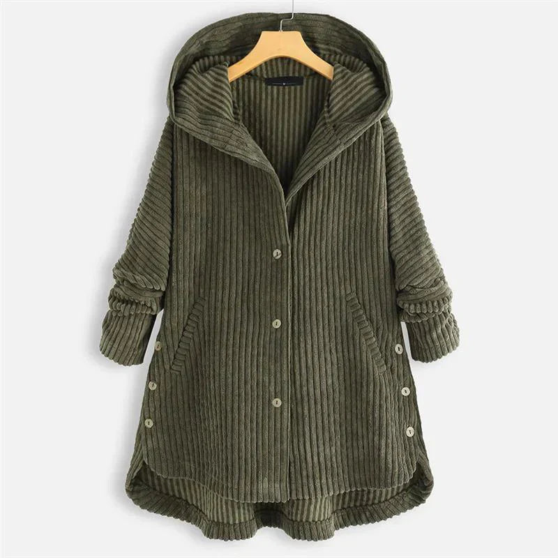 Anna | Hooded Ribbed Coat
